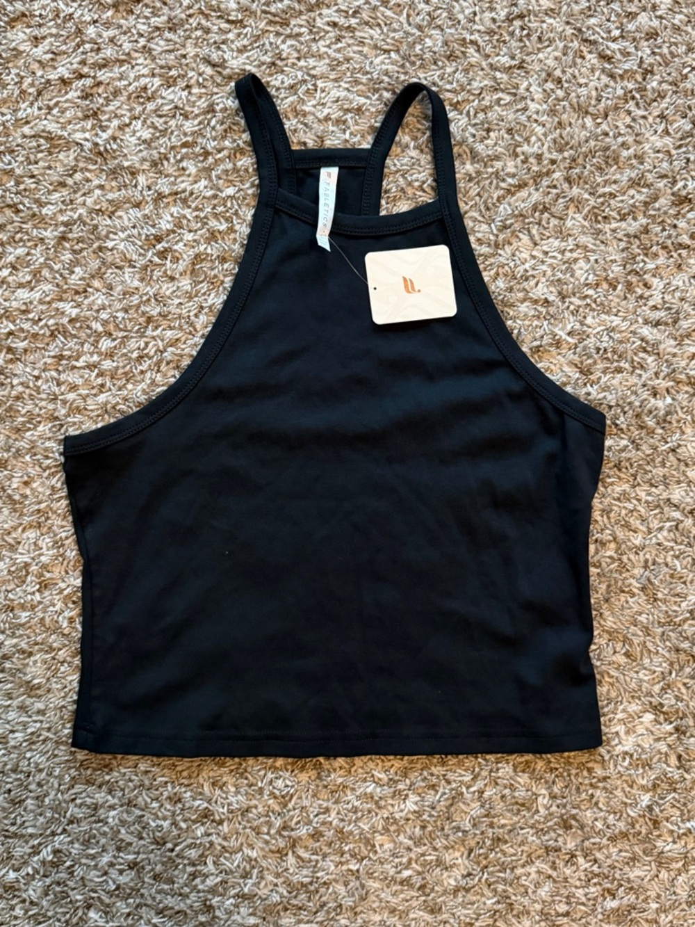 Fabletics Live In Jersey Halter Tank, large, NWT, Black